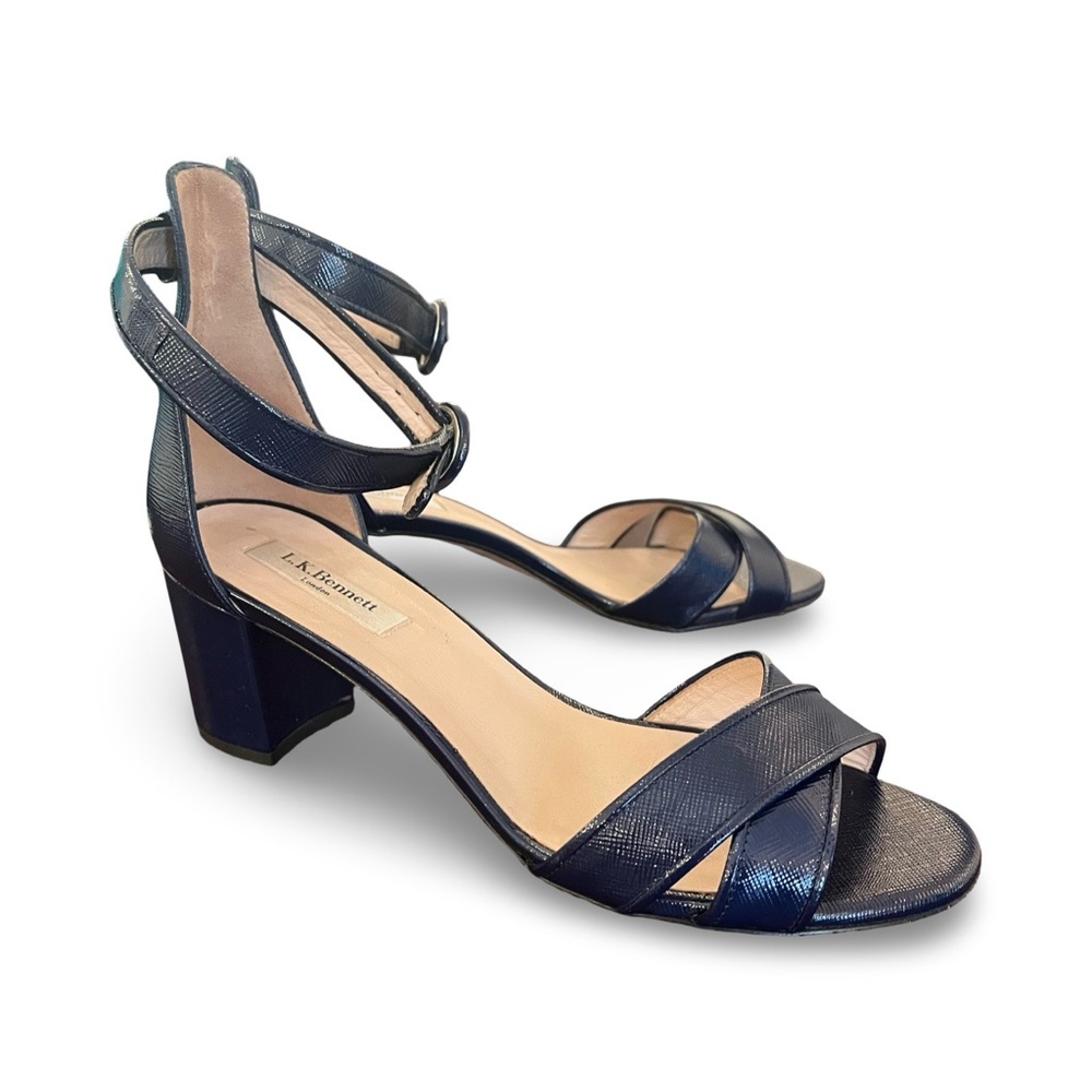 LK Bennett Dark Navy Blue Heels with Chunky Design